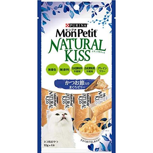 モンプチ ナチュラルキッス 猫用おやつ かつお節入りまぐろゼリー10g x 4本×5袋 まとめ買い