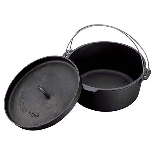 キャプテンスタッグCAPTAIN STAG キャンプ バーベキュー ダッチオーブン 鉄鋳物 25cm...