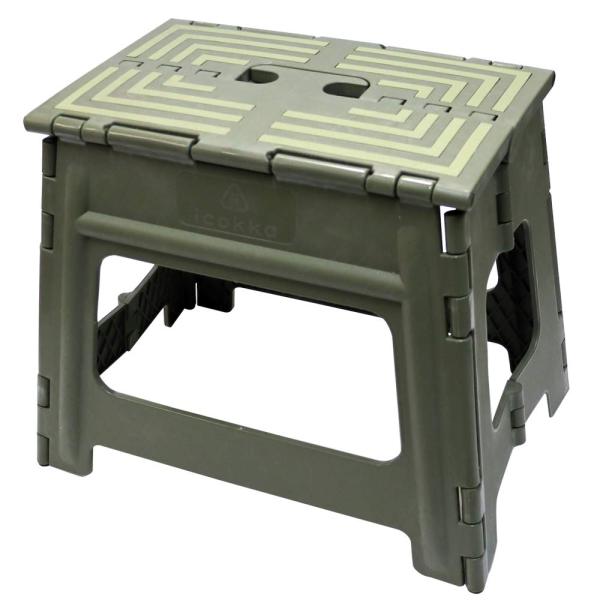 超強力 踏み台 折りたたみ ステップ スツール 脚立 椅子 子供 大人 カーキ L高さ32cm