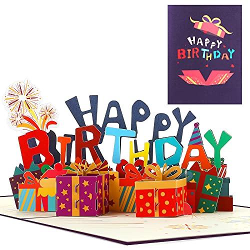 Kesote バースデーカード メッセージカード 誕生日 立体 カード 封筒付き 3D ポップアップ...
