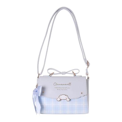 アクシズ サンリオ 合皮 ショルダー ポシェット チェック プレート リボン 付 シナモロール