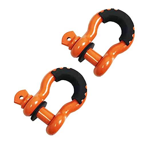 HFSR シャックル 牽引 2点セット 4.75T 7/ 8ネジピン Dリング 二重保護 高強度 車...