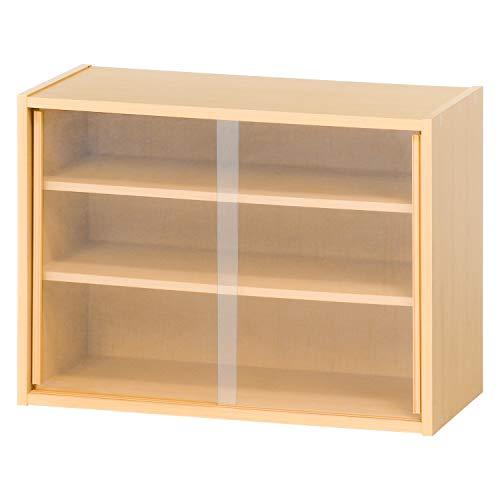 不二貿易 食器棚 キッチン収納 幅60×奥行29×高さ44cm ナチュラル ガラス扉 可動棚 組立品...