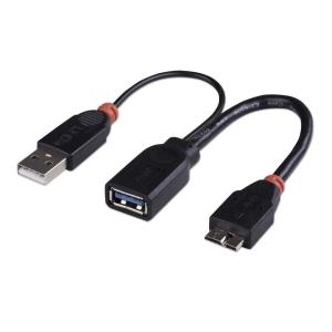 LINDY USB 3.0 OTG ケーブル タイプBマイクロオス-タイプAメス+充電ケーブル タイプAオス(型番:31612)｜soma-net
