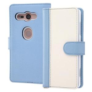 レイアウト Xperia XZ2 Compact用手帳型ケース ノーブル ブルー/ホワイト RT-RXZ2COLBC10/AW｜soma-net