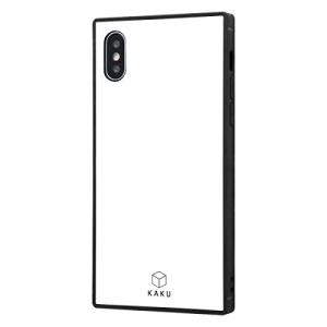 イングレム iPhone XS ケース 耐衝撃 ガラス素材 カバー KAKU ホワイト｜soma-net