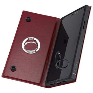 イングレム iPhone XR 手帳型 耐衝撃レザーケース KAKU リング付360 ピタッとカバー/レッド｜soma-net