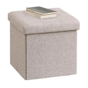 不二貿易 収納スツール 収納ボックス 幅31×奥行31×高さ30.5cm ライトグレー オットマン 耐荷重80kg 折りたたみ ボックススツール ハン｜SOMA