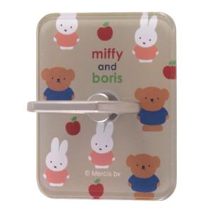 イングレム 『ミッフィー』/スマートフォン用リング アクリル/miffy and boris_グレー IS-BABKR/MF46｜soma-net