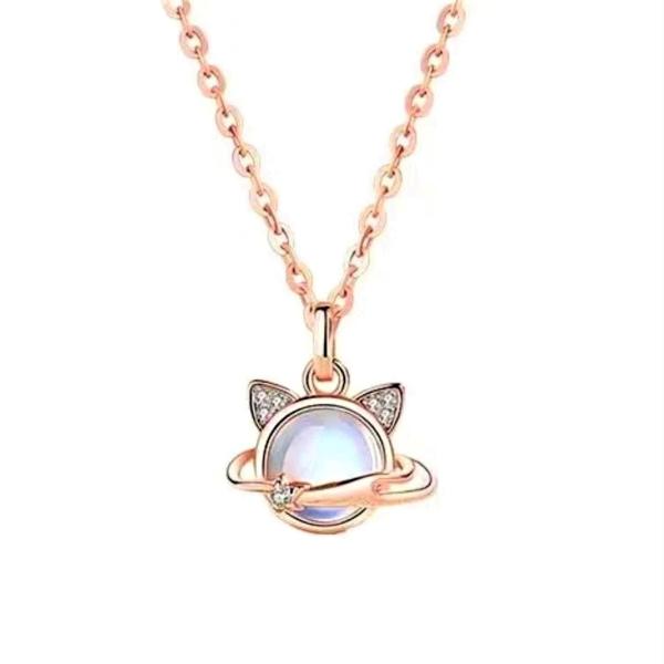 [Bellitia Jewelry] ムーンストーン 6月誕生石 宇宙猫 ネックレス ねこみみ ペン...