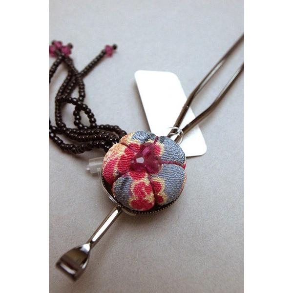 かんざし 髪飾り ちりめん 古布 一点物 送料無料 ピンク 13866