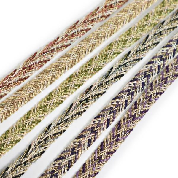 正絹 金糸平組 帯締め レース 翠嵐工房 日本製 八分金　赤茶 薄茶 黄緑 黒 青紫 紫　メール便可