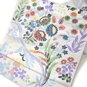 平和屋着物■極上　西陣　白綾苑大庭　六通柄袋帯　御所車宝尽くし花文　金糸　藍媚茶色地　逸品　DZAA9002kh5 平和屋着物□極上 西陣 白綾苑大庭 六通柄袋帯 御所車宝尽くし花文