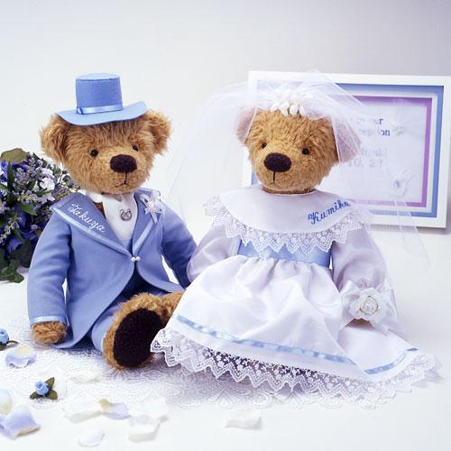 ウェディング ウェルカムドール ウェルカムベア ハニーベアL ネーム刺繍入り スタンド付き