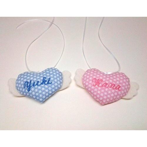 ウェルカムドール ネームプレート 天使の羽付 ハートタグ ２個セット