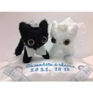 リングピロー 刺繍 完成品 ウェディングキャット付き