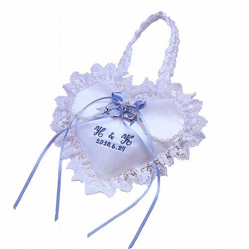 送料無料　リングピロー 完成品　イニシャル日付刺繍入り リングポシェット