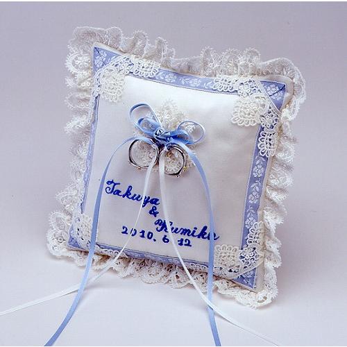 リングピロー 刺繍 完成品  名前 日付入り　