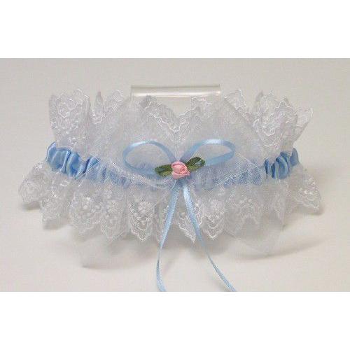 送料無料 ウェディング ブライダル ガーターベルト2　サムシングブルー リボン付き