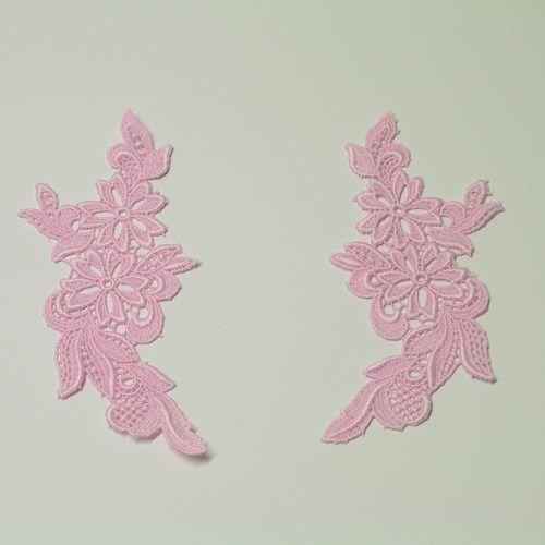 ケミカルレース　ピンク葉柄 両サイド　365043　