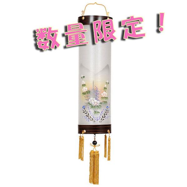 住吉デザイン盆提灯「芙蓉に塔」。送料無料・伝統的な二重絵入りが魅力です。【G42SY9564】