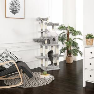 FEANDREA キャットタワー 猫タワー 据え置き 多頭 巨大猫ハウス 段差あり ハンモック オシャレ NPCT087W01