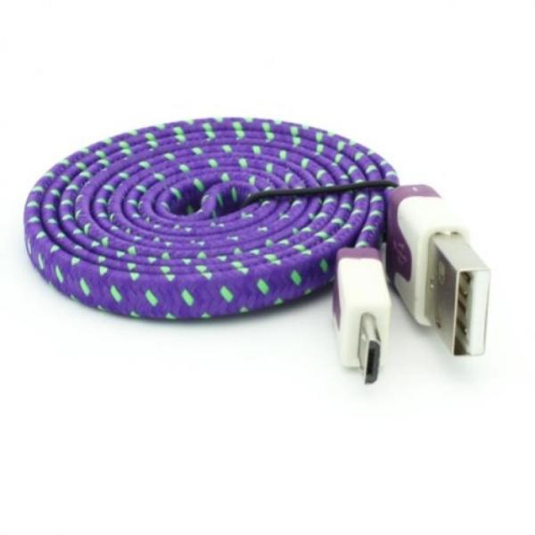 2 in 1 PC Selna PURPLE 3ft Premium Braided Flat Mi...