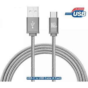 2 in 1 PC USB Type C Cable, LAX Gadgets 6 Ft (2M) Braided Cord with Reversible Connector for Google Pixel, Pixel XL, Apple Macbook, ChromeBook Pixel,
