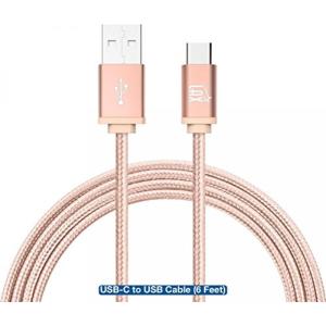 2 in 1 PC USB Type C Cable, LAX Gadgets 6 Ft (2M) Braided Cord with Reversible Connector for Google Pixel, Pixel XL, Apple Macbook, ChromeBook Pixel,