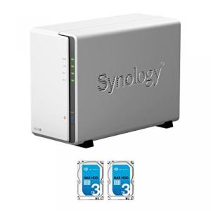 データストレージ Synology Disk Station DS216J 2-Bay NAS, 2x3TB (6TB) Seagate NAS HDD Installed, RAID 1 Mirror Built, EV-DS216J6N, w evodo