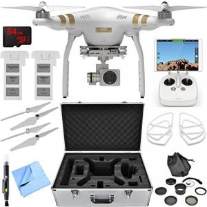 ドローン DJI Phantom 3 Pro Quadcopter Drone w 4K Camera Accessory Bundle includes Drone, Flight Batteries, Propellers + Guards, Case, 37mm Filter