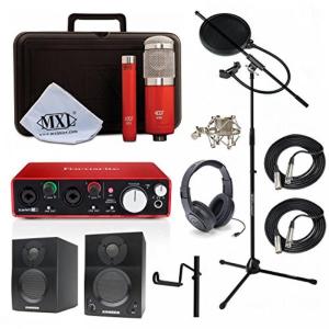 ブルートゥースヘッドホン Home Recording Studio Bundle MXL 550551R SR350 Stand Focusrite Scarlett 2i2 (2nd GEN) Samson Media ONE BT3 Speakers