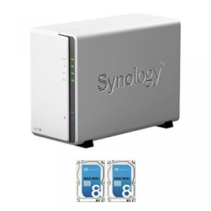 データストレージ Synology Disk Station DS216J 2-Bay NAS, 2x8TB (16TB) Seagate IronWolf NAS HDD Installed, RAID 1 Mirror Built, EV-DS216J16N, w