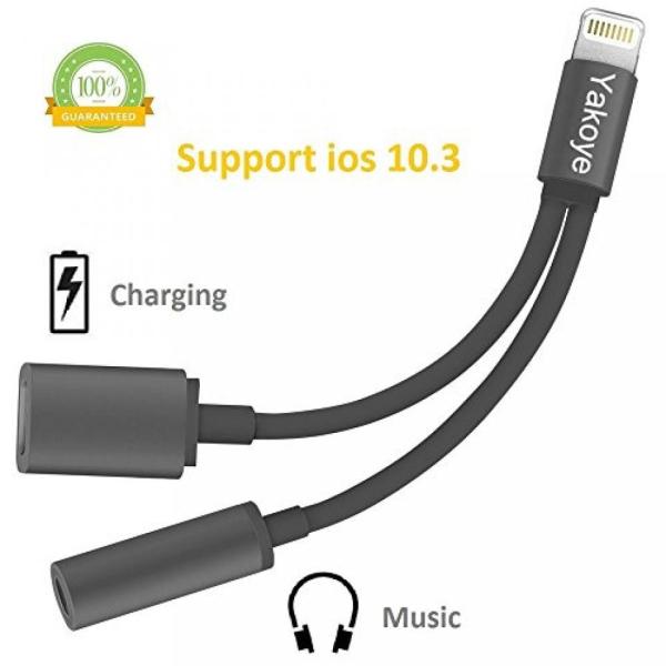 2 in 1 PC Lightning to 3.5mm Audio Adapter, Suppor...