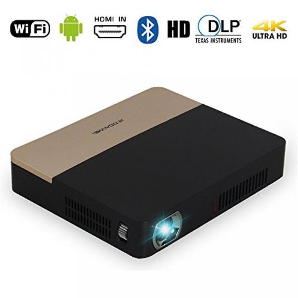 プロジェクター DLP 3D 4K Bluetooth Projector - Portable D...