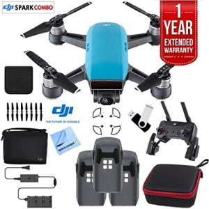 ドローン DJI SPARK Fly More Drone Comboe (Sky Blue) Essentials Bundle With Three Batteries, 16GB Flash Drive, Custom Hard Case, Cleaning Cloth And