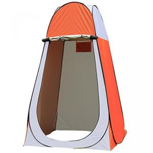 テント HUKOER Privacy Tent Pop-up Shower Tent Portable Camping Toilet Tent, Changing Fitting Room Tent with Window (Orange and grey)