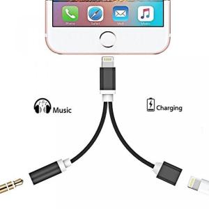 2 in 1 PC 2 in 1 iPhone 7 Headphones Adapter Lightning to 3.5mm Aux Earphone Jack Audio Cable with Fast Charger and Music Listenning Function for