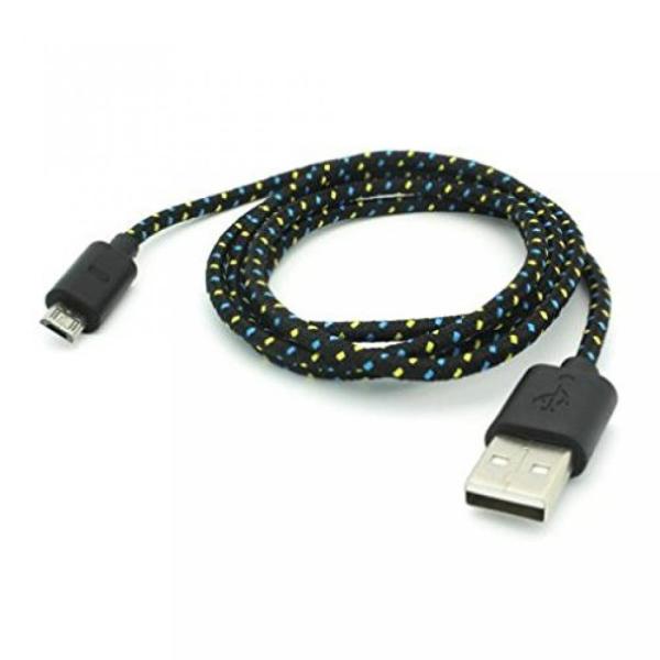 2 in 1 PC Black Braided 6ft Long USB Cable Rapid C...