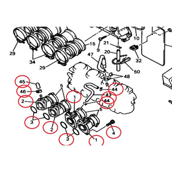 ★ヤマハ純正新品★XJR400 XJR400R 4HM インシュレーター 同調プラグ 負圧ホース キ...