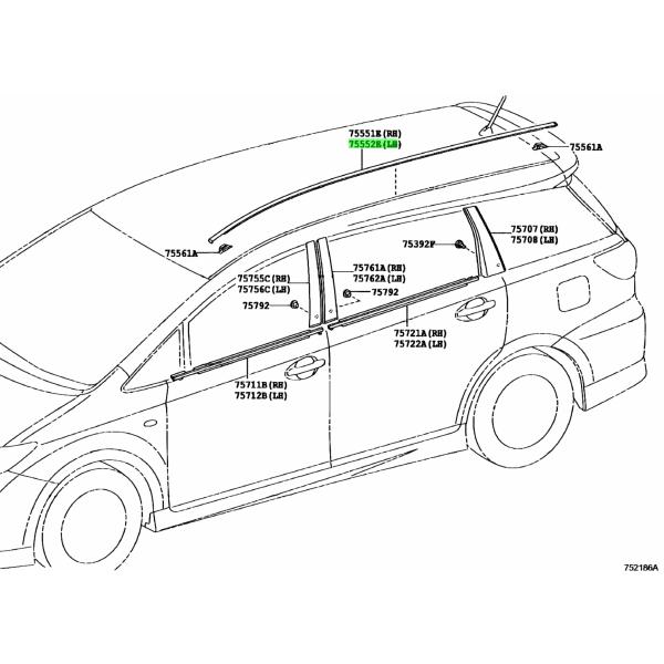 ★ トヨタ 純正 新品  ZGE20G ウィッシュ ルーフ ドリップ サイド フィニッシュ モールデ...