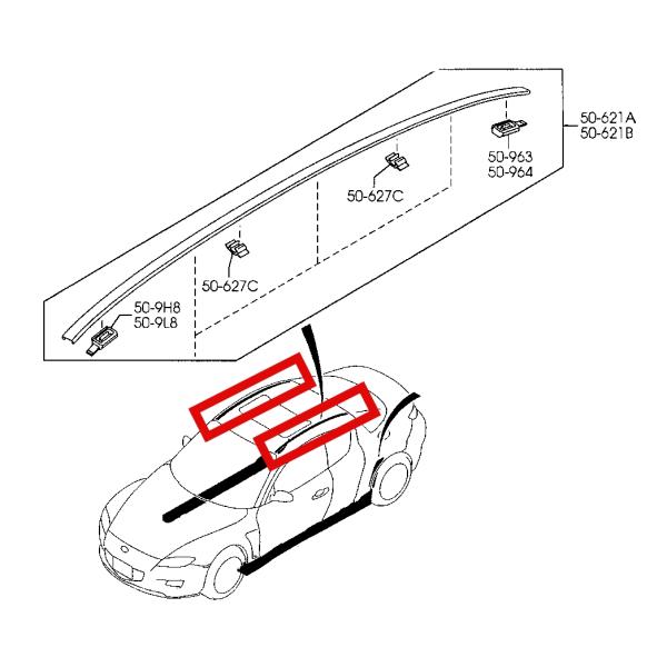 ★ マツダ 純正 新品 SE3P RX-8 ルーフ モール 左右セット ブリリアント ブラック MO...