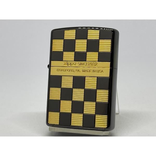 ZIPPO[ジッポー]両面加工 CHECK DESIGN チェックデザイン ゴールド 2BKG-CH...