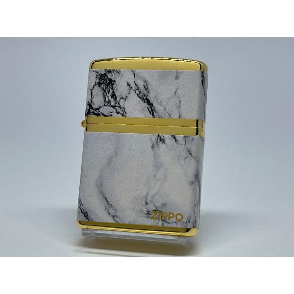 ZIPPO[ジッポー]4面連続加工 マーブルロゴ ゴールドホワイト 2G-4WHMZ