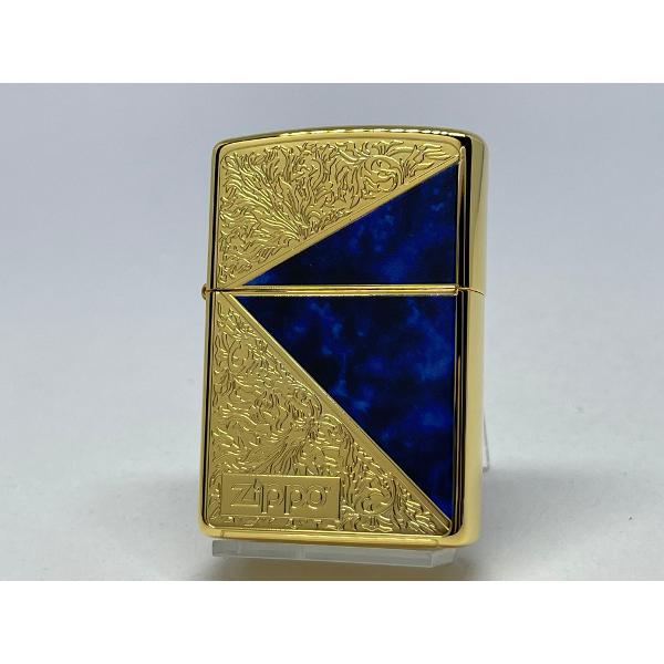ZIPPO[ジッポー]両面加工 Marble &amp; Arabesque マーブル＆アラベスク ブルー ...