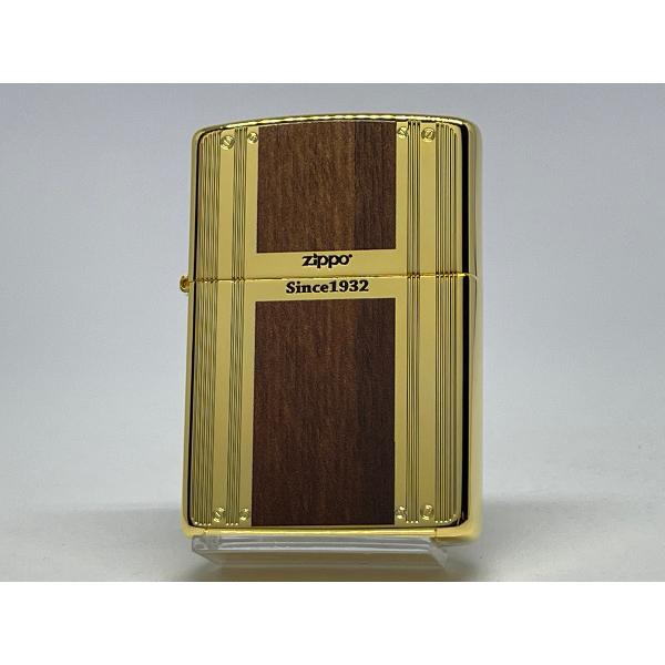 ZIPPO[ジッポー]両面加工 WOOD&amp;LINE ウッド＆ライン 金メッキ 2G-WLINE