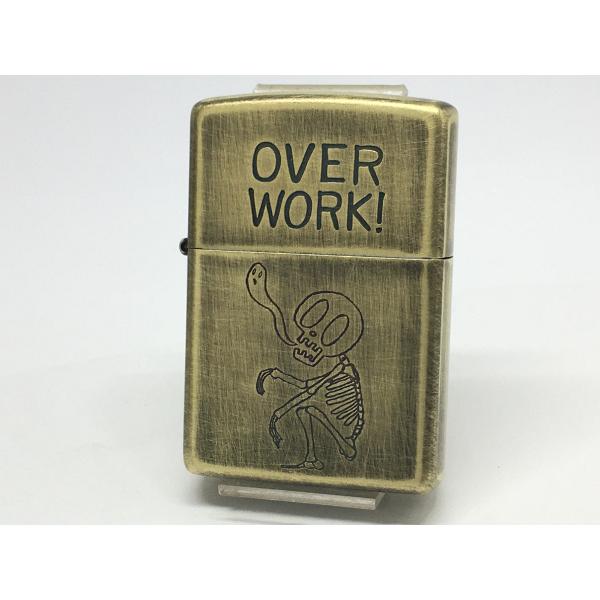ZIPPO[ジッポー]ユーズドフィニッシュスカル OVER WORK! (働き過ぎの自分へ、またはあ...