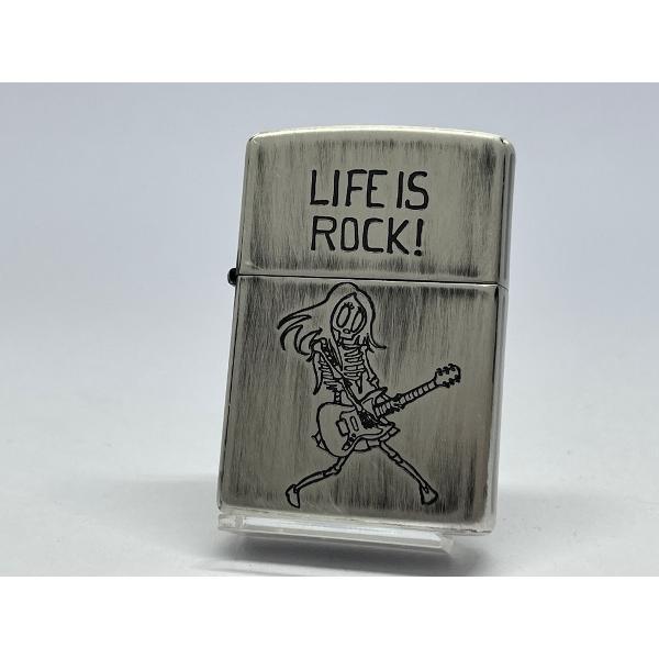 ZIPPO[ジッポー]ユーズドフィニッシュスカル LIFE IS ROCK ! (人生はロックだ!)...
