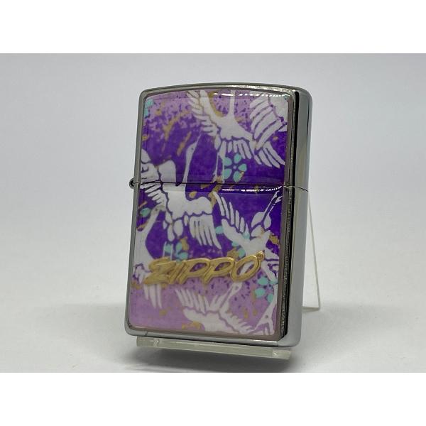 ZIPPO[ジッポー]友禅和紙シリーズ 鶴 紫 ユウゼンワシ ツル ムラサキ 1201S912