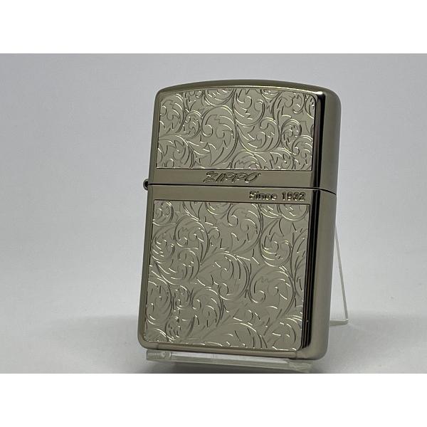 ZIPPO[ジッポー]マットシリーズ M・唐草 Plate ホワイトニッケル